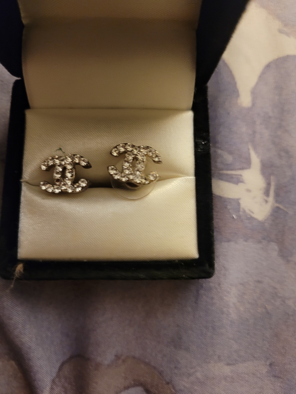 Crystal Logo Stud Earrings in Silver-Tone